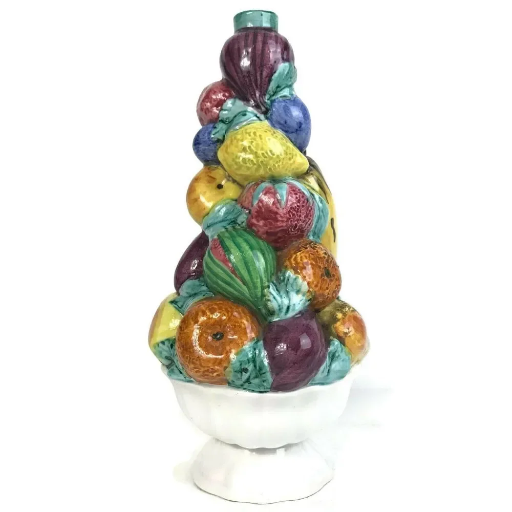Vintage Genuine Italian Majolica Hand Moulded Fruit Tree Vase Centerpiece